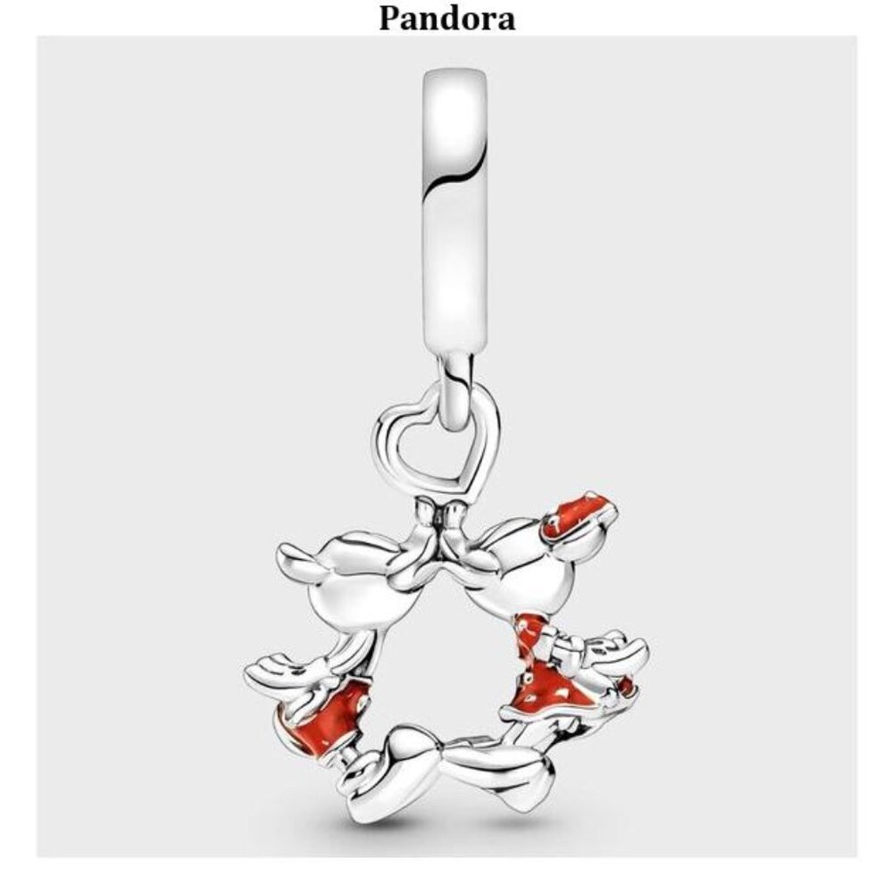 Pandora Silver and Red Charm Bracelet